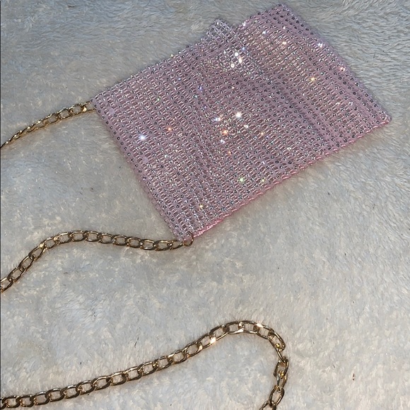 NEW LF trendy sparkle pink mini shoulder bag gold - Picture 2 of 6